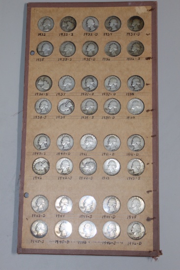 2 Raymond Wayte Albums Washington Quarters All Silver 1932-1961 Many BU (Total 76 coins)