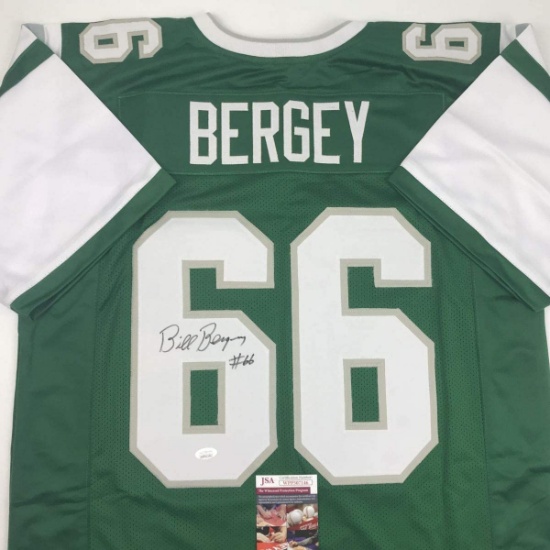 Autographed/Signed Bill Bergey Philadelphia Green Football Jersey JSA COA