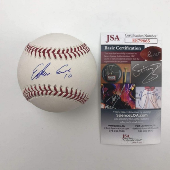Autographed/Signed Edwin Encarnacion Yankees Rawlings Official Major League Baseball ROML JSA COA