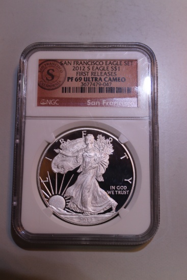 2012 S San Francisco Eagle Set First Release Proof 1oz $1 Silver American Eagle PF69 Ultra Cameo NGC