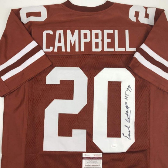 Autographed/Signed Earl Campbell HT 77 Texas Orange College Football Jersey JSA COA