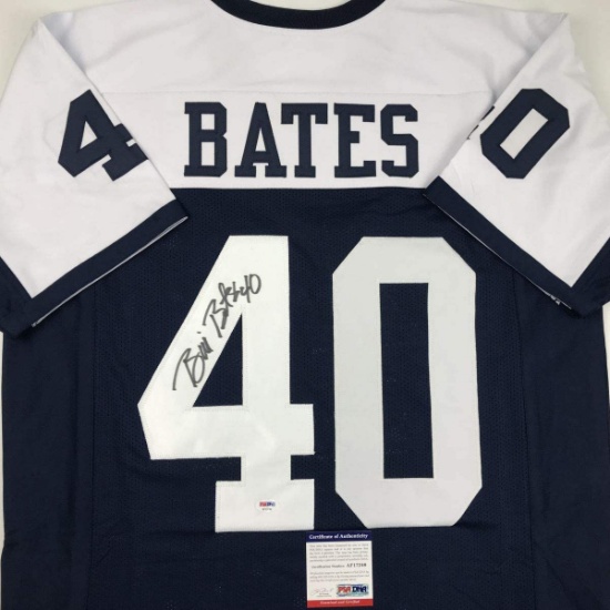 Autographed/Signed Bill Bates Dallas Thanksgiving Day Football Jersey PSA/DNA COA