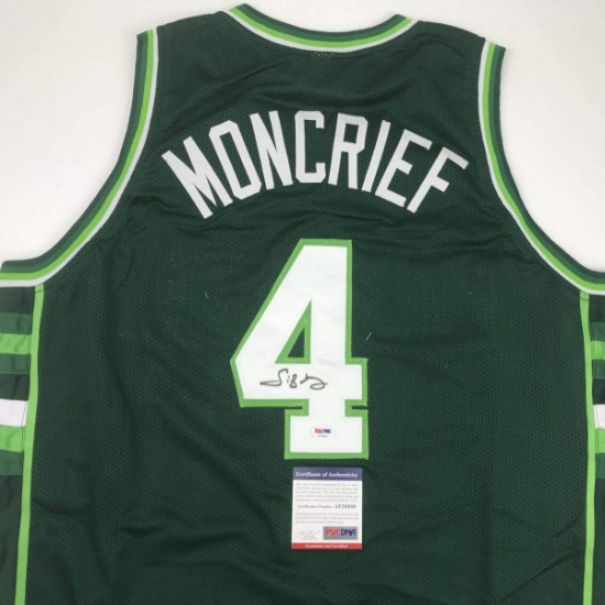 Autographed/Signed Sidney Moncrief Milwaukee Green/White Basketball Jersey PSA/DNA COA