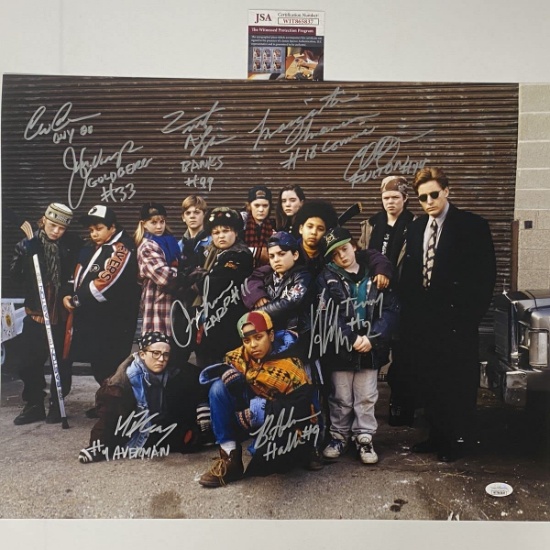 Autographed The Mighty Ducks Movie 10x Cast Member Inscribed Sigs 16x20 Baseball Photo JSA COA