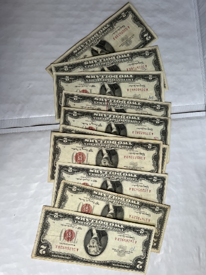 10 1963 $2 Red Seal Notes