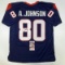Autographed/Signed Andre Johnson Houston Blue Football Jersey JSA COA