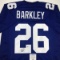 Autographed/Signed Saquon Barkley New York Blue Football Jersey Beckett BAS COA