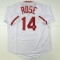 Autographed/Signed Pete Rose Cincinnati White Baseball Jersey Athlete Hologram COA Holo