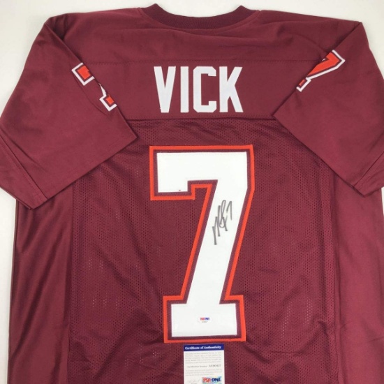 Autographed/Signed Michael Mike Vick Virginia Tech Maroon College Football Jersey PSA/DNA COA
