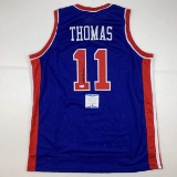 Autographed/Signed Isiah Thomas Detroit Blue Basketball Jersey Beckett BAS COA