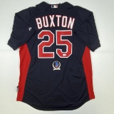 Autographed/Signed Byron Buxton Minnesota Twins Dark Blue Majestic Baseball Jersey JSA COA