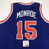 Autographed/Signed Earl Monroe New York Blue Basketball Jersey PSA/DNA COA