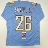 Autographed/Signed Asante Samuel Jr. Los Angeles LA Powder Blue Football Jersey JSA COA