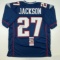 Autographed/Signed JC J.C. Jackson New England Blue Football Jersey JSA COA