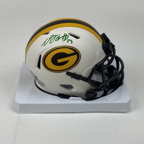 Autographed/Signed Davante Adams Green Bay Packers Lunar Eclipse Football Mini Helmet Beckett COA