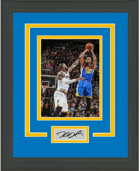 Framed Kevin Durant Facsimile Laser Engraved Signature Golden State Warriors 14x17 Basketball Photo
