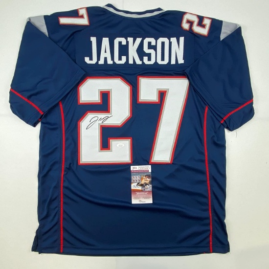 Autographed/Signed JC J.C. Jackson New England Blue Football Jersey JSA COA