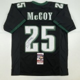 Autographed/Signed LeSean McCoy Philadelphia Black Football Jersey JSA COA