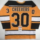 Autographed/Signed Gerry Cheevers HOF 85 Boston Yellow Hockey Jersey JSA COA