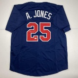 Autographed/Signed Andruw Jones Atlanta Blue Baseball Jersey JSA COA