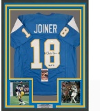 Framed Autographed/Signed Charlie Joiner HOF 96 33x42 San Diego Powder Blue Football Jersey JSA COA