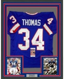 Framed Autographed/Signed Thurman Thomas 33x42 Buffalo Blue Football Jersey JSA COA