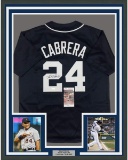 Framed Autographed/Signed Miguel Cabrera 33x42 Detroit Blue Baseball Jersey JSA COA