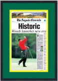 Framed The Augusta Chronicle Tiger Woods 1997 Masters 17x27 Newspaper Cover Professionally Matted