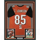 Framed Autographed/Signed Chad Johnson Ochocinco 33x42 Cincinnati Orange Football Jersey JSA COA