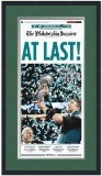 Framed Philadelphia Inquirer At Last Eagles SB52 Champs 17x27 Newspaper Cover Professionally Matted