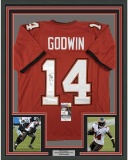 Framed Autographed/Signed Chris Godwin #14 33x42 Tampa Bay Red Football Jersey JSA COA