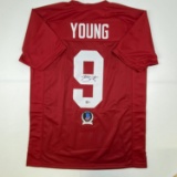 Autographed/Signed Bryce Young Alabama Red College Football Jersey Beckett BAS COA