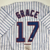 Autographed/Signed Mark Grace Chicago Pinstripe Baseball Jersey JSA COA