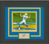 Framed Justin Herbert Facsimile Laser Engraved Signature Auto LA Chargers 15x16 Football Photo