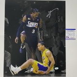 Autographed Allen Iverson Spotlight Tyronn Lou Step-Over Philadelphia 76ers 16x20 Photo PSA COA