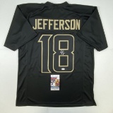 Autographed/Signed Justin Jefferson Minnesota Blackout Football Jersey JSA COA