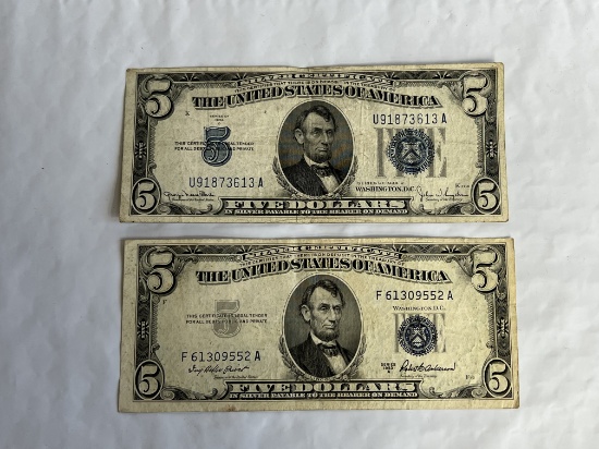 1934 & 1953 $5 Silver Certificates