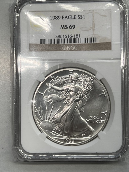 1989 1 oz $1 American Silver Eagle MS 69 NGC