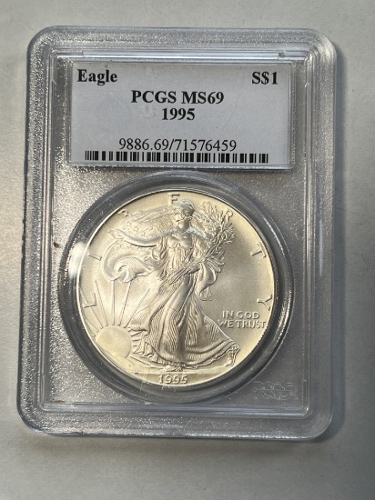 1995 1 oz $1 American Silver Eagle MS 69 PCGS