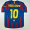 Autographed/Signed Ronaldinho FC Barcelona Red/Blue Soccer Futbol Jersey Beckett BAS COA