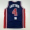 Autographed/Signed Christian Laettner Team USA Olympics Blue Basketball Jersey JSA COA