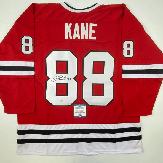 Autographed/Signed Patrick Kane Chicago Red Hockey Jersey Beckett BAS COA