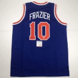 Autographed/Signed Walt Frazier New York Blue Basketball Jersey PSA/DNA COA