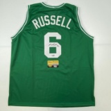 Autographed/Signed Bill Russell Boston Green Basketball Jersey Hollywood Collectibles COA