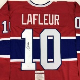 Autographed/Signed Guy LaFleur Montreal Red Hockey Jersey JSA COA