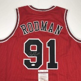 Autographed/Signed Dennis Rodman Chicago Red Basketball Jersey JSA COA