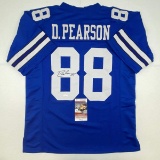 Autographed/Signed Drew Pearson Dallas Blue Football Jersey JSA COA