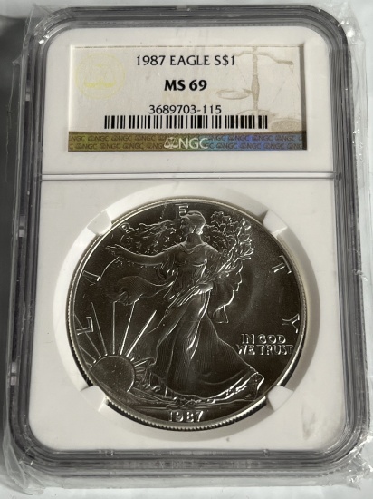 1987 1 oz $1 American Silver Eagle MS 69 NGC