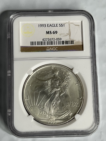 1993 1 oz $1 American Silver Eagle MS 69 NGC