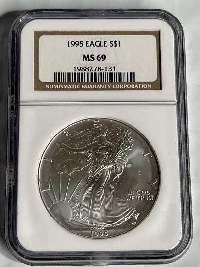 1995 1 oz $1 American Silver Eagle MS 69 PCGS